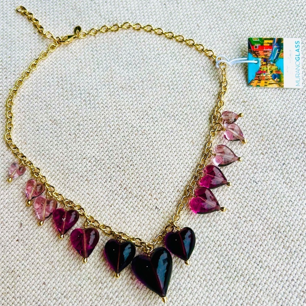 Genuine Murano glass hand crafted Italian  heart necklace . - Picture 3 of 8